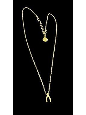 Necklace Signed Zoe Chicco 14k Yellow Gold Wishbone Pendant Round Chain